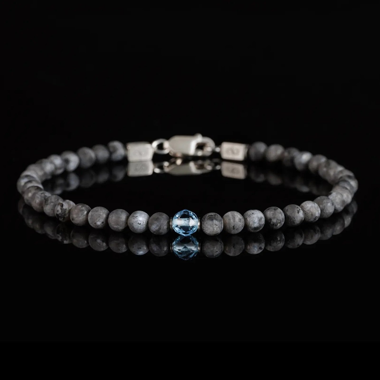 Aquamarine-MatteLabradoriteBracelet1carat_4-5mm.jpg Aquamarine - Matte Labradorite Bracelet 1 carat (4-5mm) - 图片 1