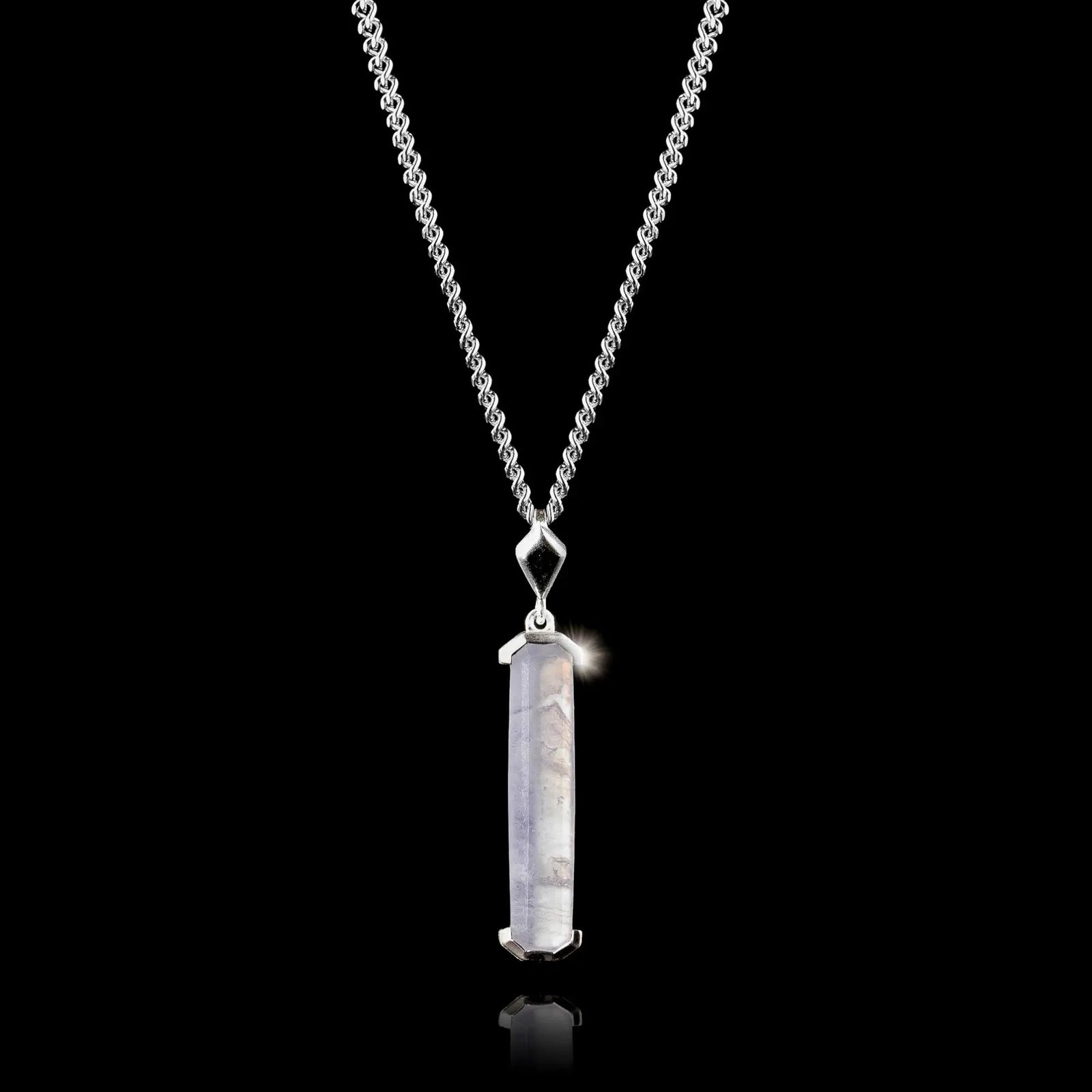 BlueLaceAgateSilverPendant-solo-productshot.jpg Blue Lace Agate Silver Pendant - 图片 1