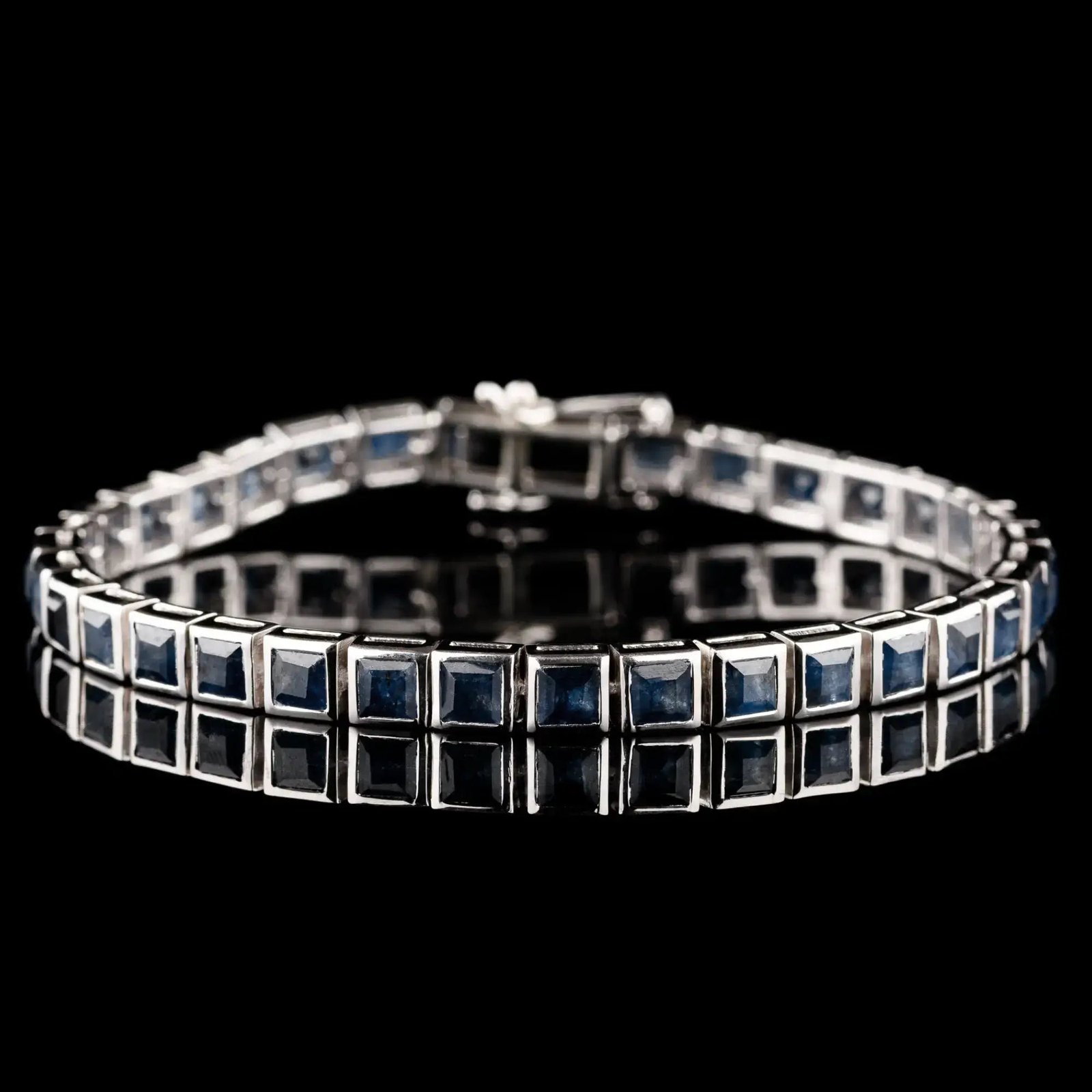 BlueSapphire-SilverTennisBraceletII.jpg Blue Sapphire - Silver Tennis Bracelet II - 图片 1