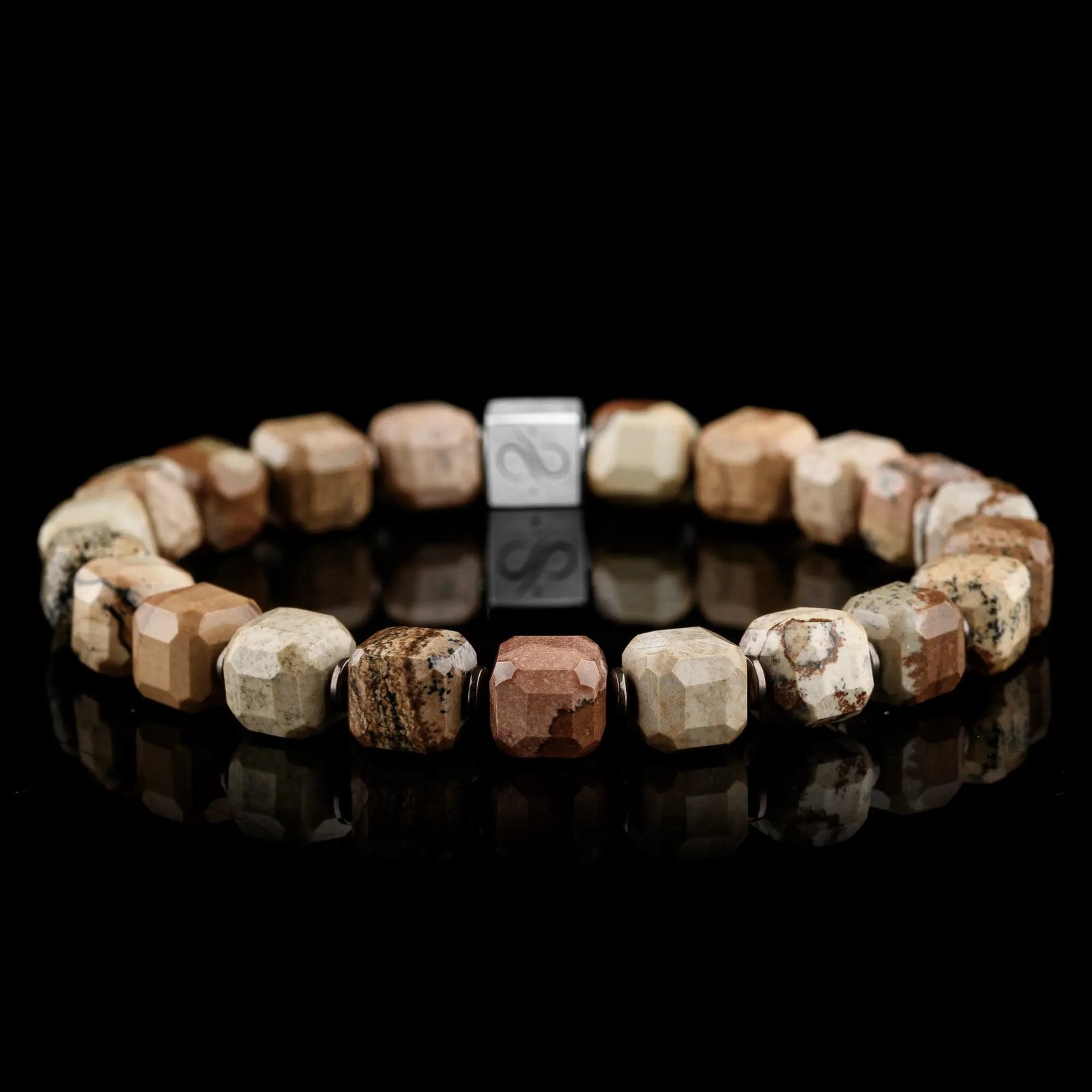 LandscapeJasperCubeBeadII_8mm_-solo-productshot.jpg Landscape Jasper Cube Bracelet II (8mm) - 图片 1