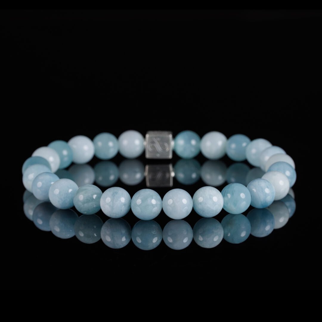 Multitonedblueaquamarine8mm3.jpg Multitoned Blue Aquamarine Bracelet XV (8mm) - 图片 1