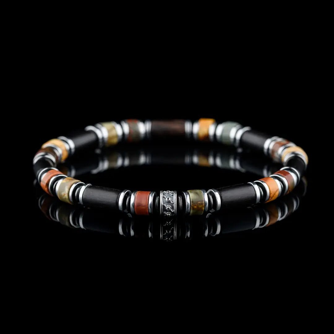 RedCreekJasper-EbonyWoodBraceletI_6mm.jpg Red Creek Jasper - Ebony Wood Bracelet I (6mm) - 图片 1