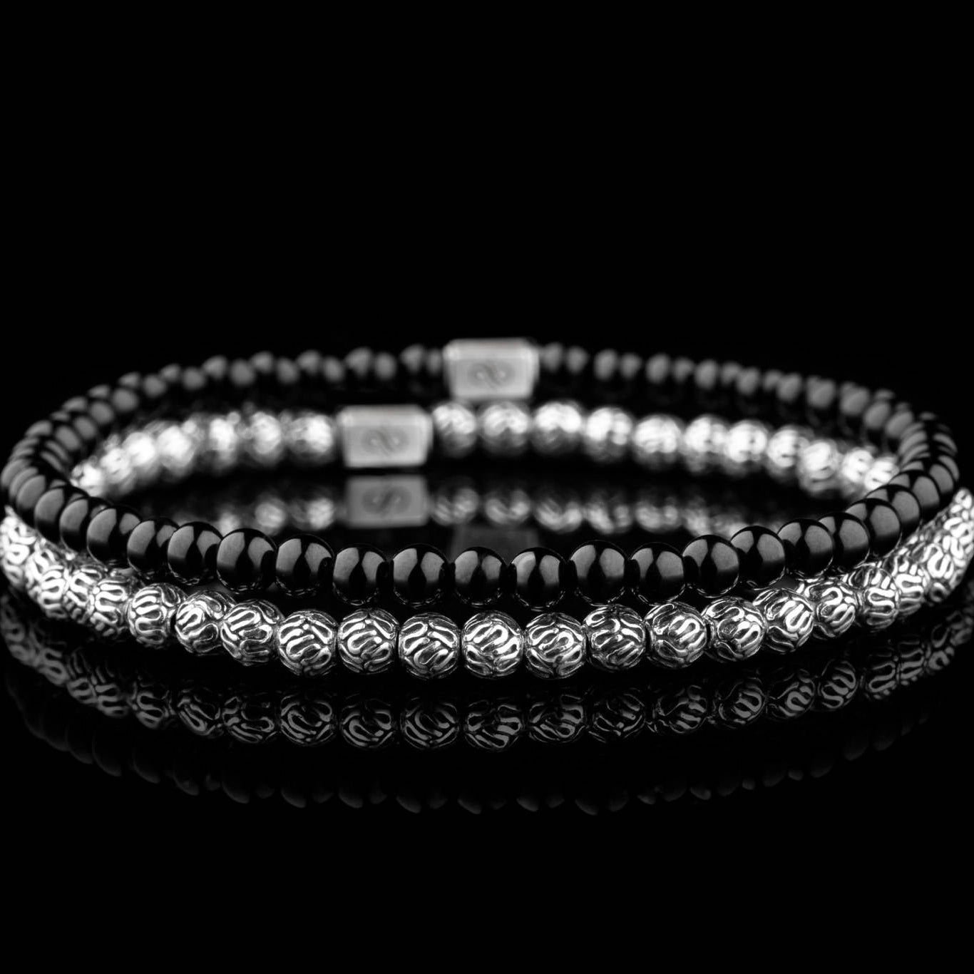 Silver-Pair-VII-natural-stone-jewelery.jpg Silver Bracelet Pair VII (4mm) - 图片 1