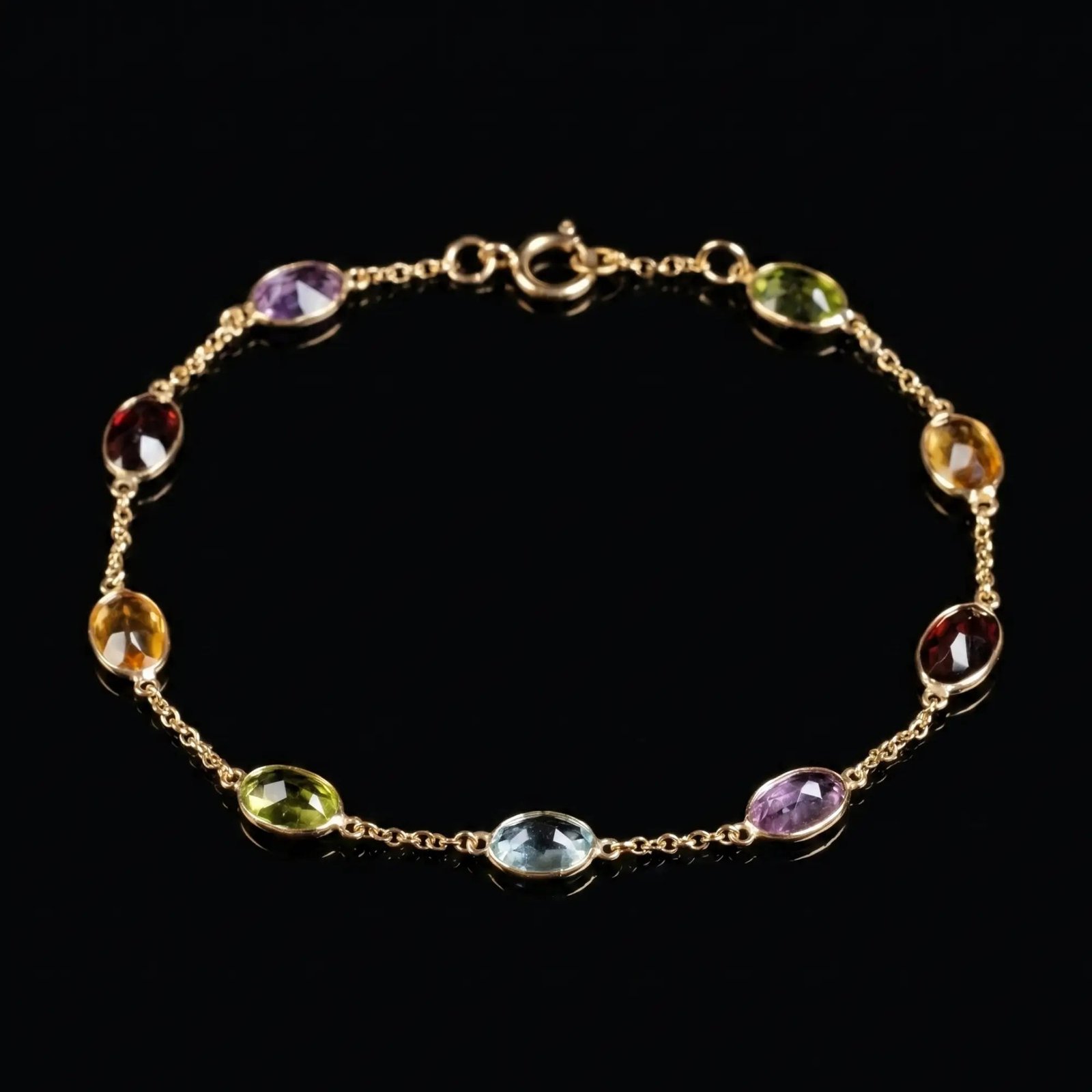 YellowGoldMulticolorBraceletIII7x5mm-solo-productshot-topview.jpg Yellow Gold Multicolor Bracelet III (7x5mm) - 图片 1