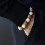 Blue Lace Agate Gold Vermeil Bracelet I (12mm) - 图片 3