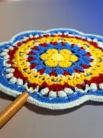 Handmade Crochet Hand Fan—Lagoon Sunbloom - Image 2