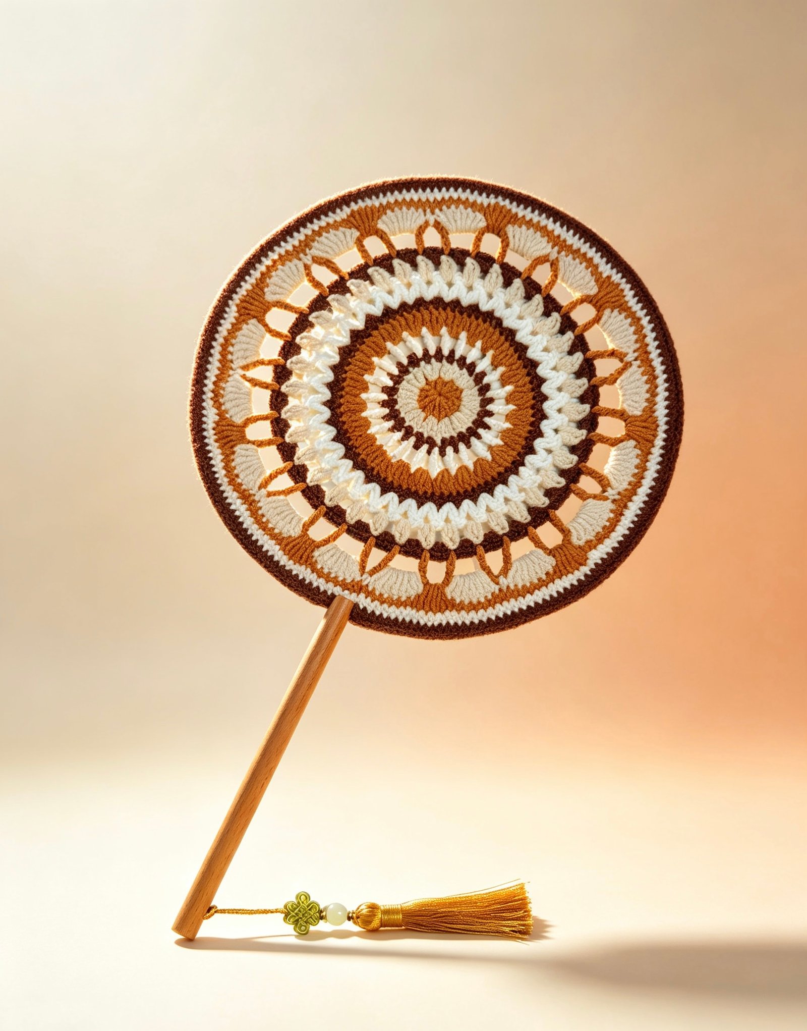 43a7b5f6940504f0c2a5372a8de8b79e Handmade Crochet Hand Fan—Cocoa Caramel - Image 1