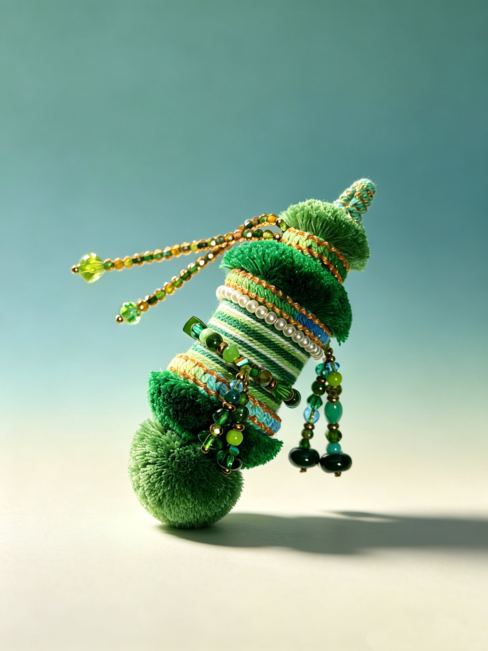 81f4375924497481b70c74ea3feffd01 Woven Spool Charm -Emerald Whisper(One of a kind) - Image 1