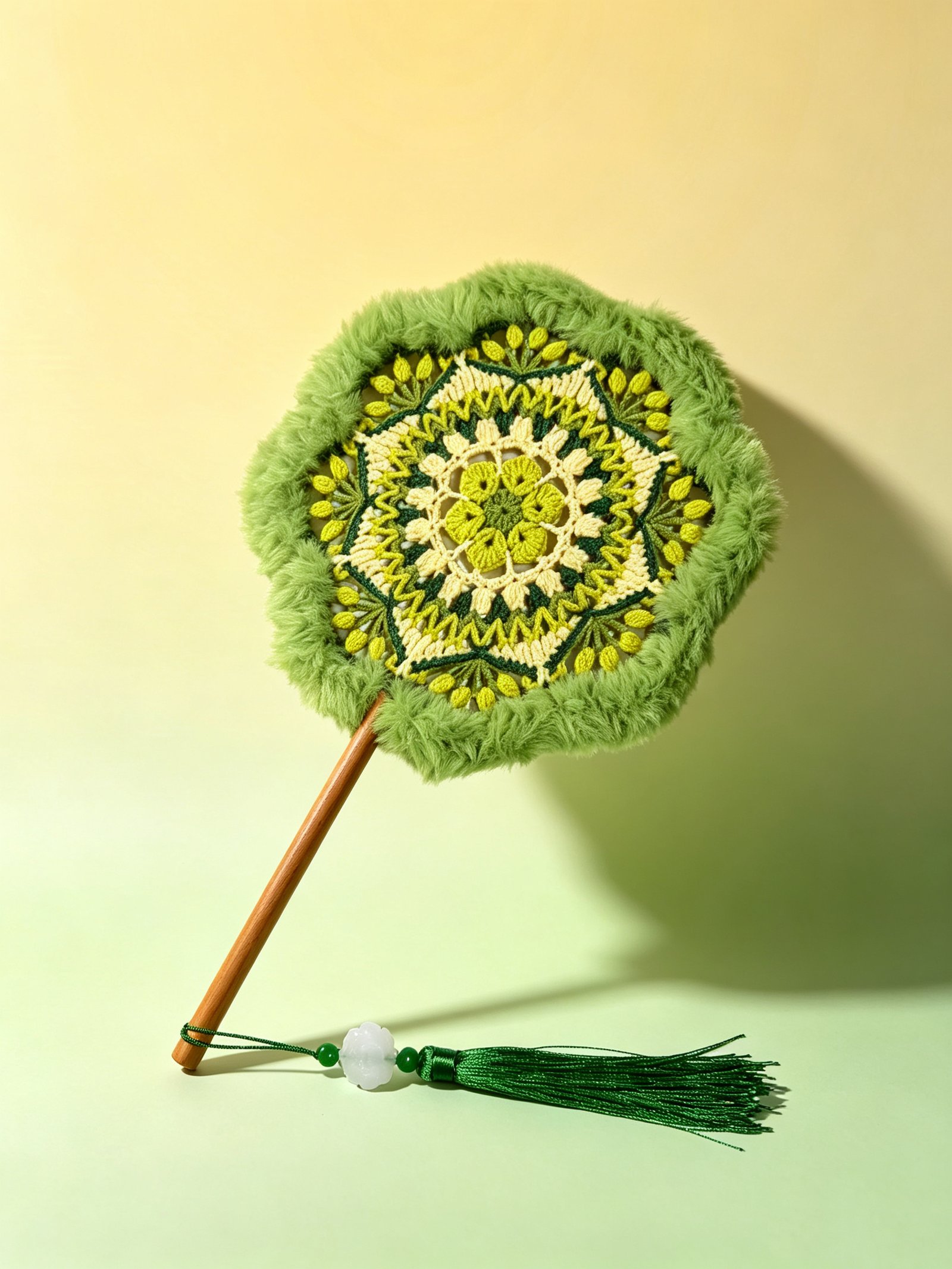 a9b97ad6846e79776026b4b665c58b97 Handmade Crochet Hand Fan—Fluffy Spring Bud - Image 1