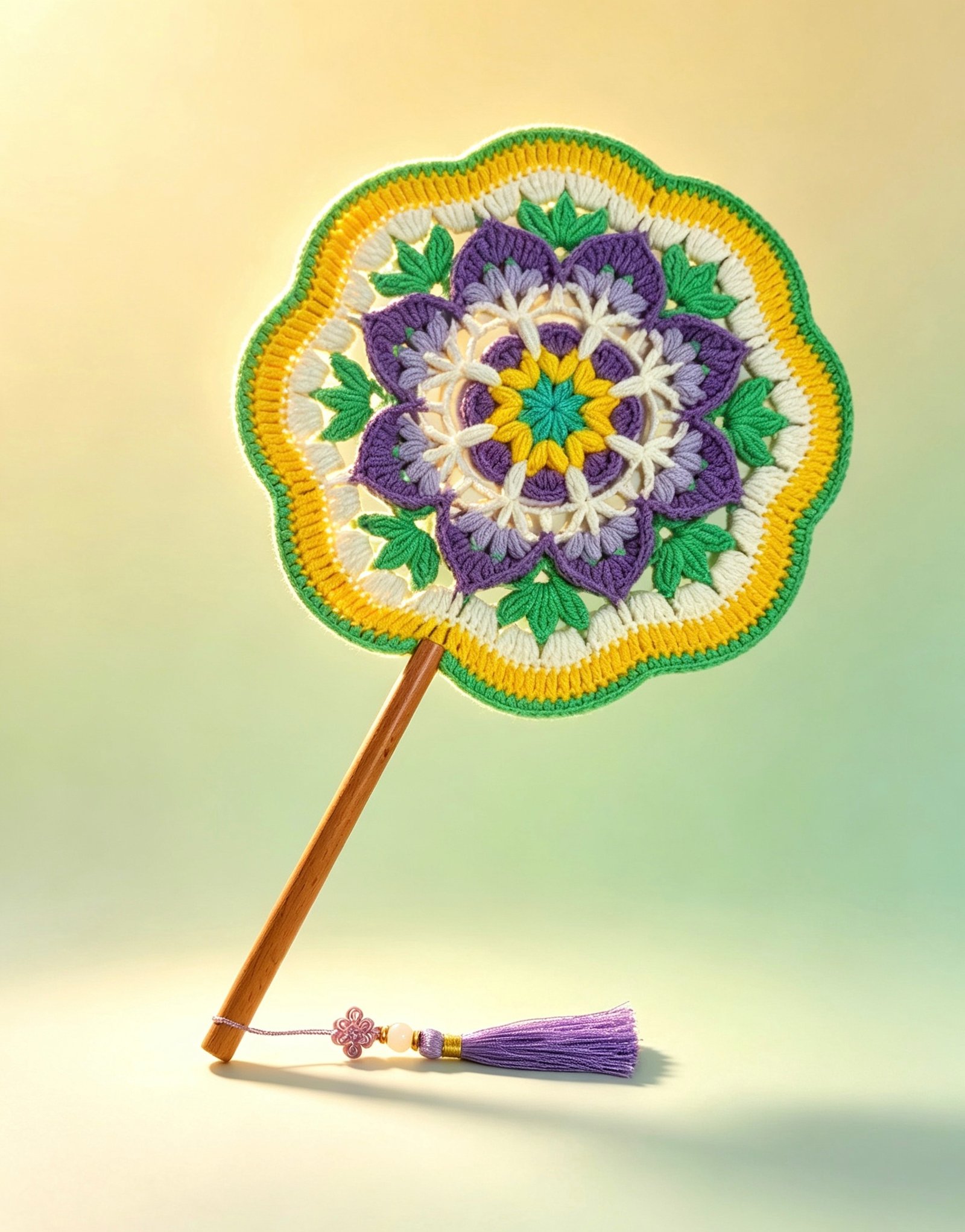 ad67fa0cfc56f30b6eacba7456119bfc Handmade Crochet Hand Fan—Iris Meadow - Image 1