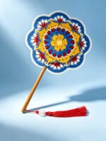 Handmade Crochet Hand Fan—Lagoon Sunbloom