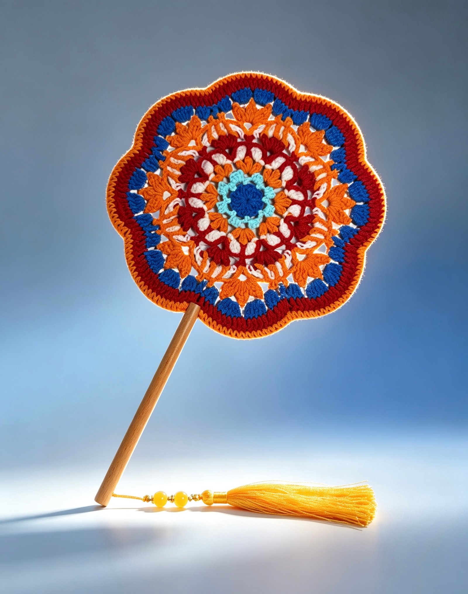 fc2d37951186a6abb71a59a1cff1af51 Handmade Crochet Hand Fan—Flame Petal Bloom - Image 1